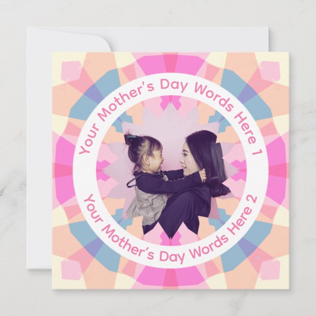 Personalized Mother’s Day Pink Star Mom Photo Card (Framsida)