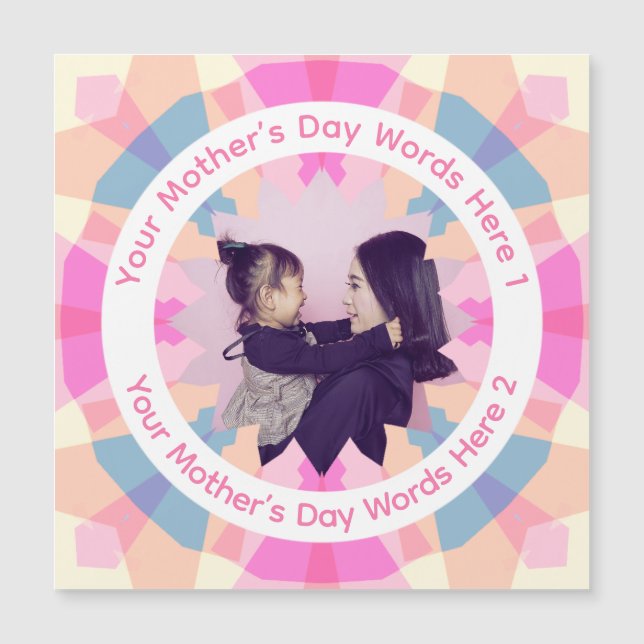 Personalized Mother’s Day Pink Star Mom Photo Card (Framsida)
