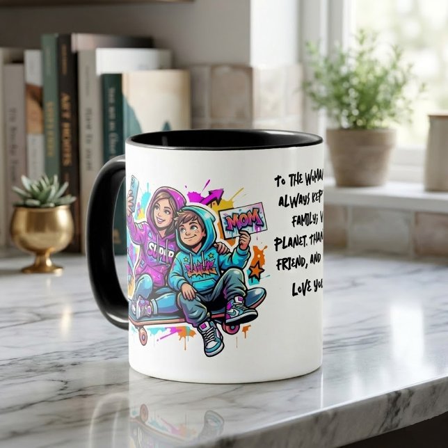 Personalized Mother & Son Graffiti Art Coffee Mug Mugg (Skapare uppladdad)