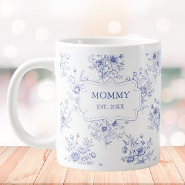 Personalized Mothers Day Blue Flowers Floral Jumbo Mugg