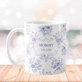 Personalized Mothers Day Blue Flowers Floral Kaffemugg
