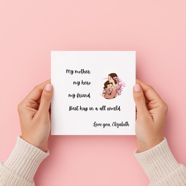 Personalized Mother's Day Mom's Hug Flat Card (Skapare uppladdad)