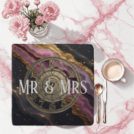 Personalized Mr and Mrs Agate Pink Rustic Romantic