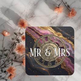 Personalized Mr & Mrs Agate Pink Romantic Luxury Underlägg