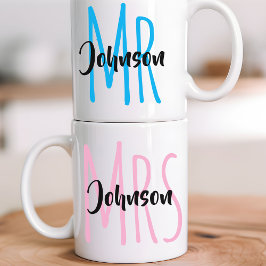 Personalized Mr. & Mrs. Mug Gift for Her and Him Kaffemugg