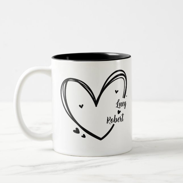 Personalized mug for couples with names  Två-Tonad mugg (Vänster)