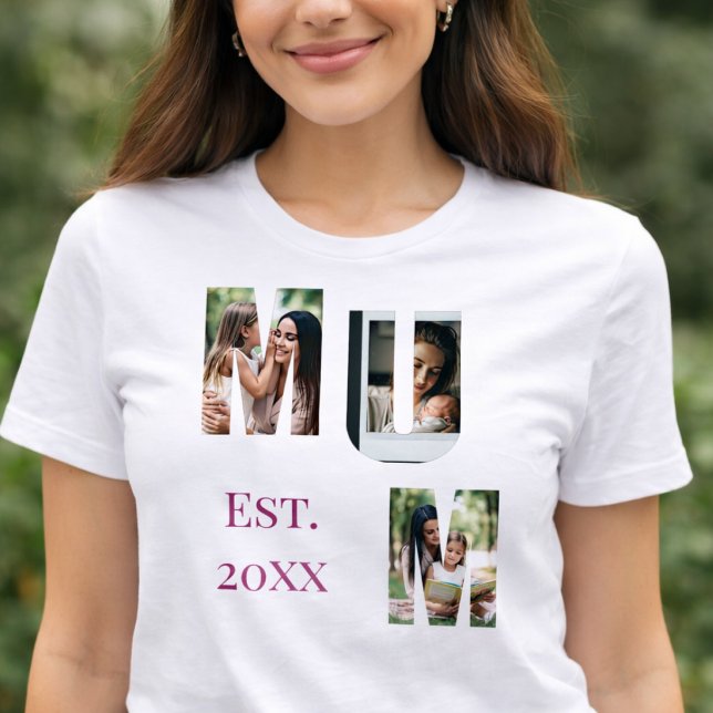 Personalized Mum Photo Collage Mother's Day T Shirt (Skapare uppladdad)