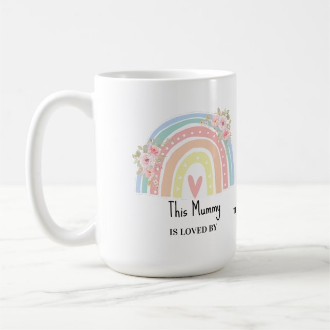 Personalized Mum's Rainbow & Floral Mug Kaffemugg (Vänster)