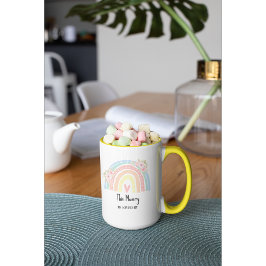 Personalized Mum's Rainbow & Floral Mug Mugg