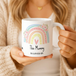 Personalized Mum's Rainbow & Floral Name Mug Kaffemugg