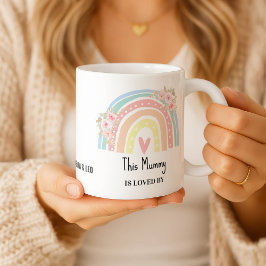 Personalized Mum's Rainbow & Floral Name Mug Kaffemugg