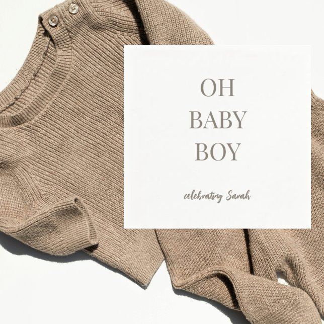 Personalized Mushroom Taupe Baby Boy Shower Pappersservett (Skapare uppladdad)