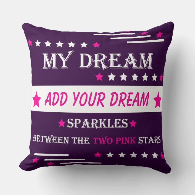 Personalized My Dream Between the Two Pink Stars Kudde (Framsida)