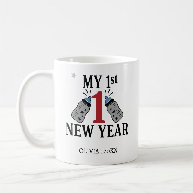 Personalized My First New Year Mug – Custom Name Kaffemugg (Vänster)