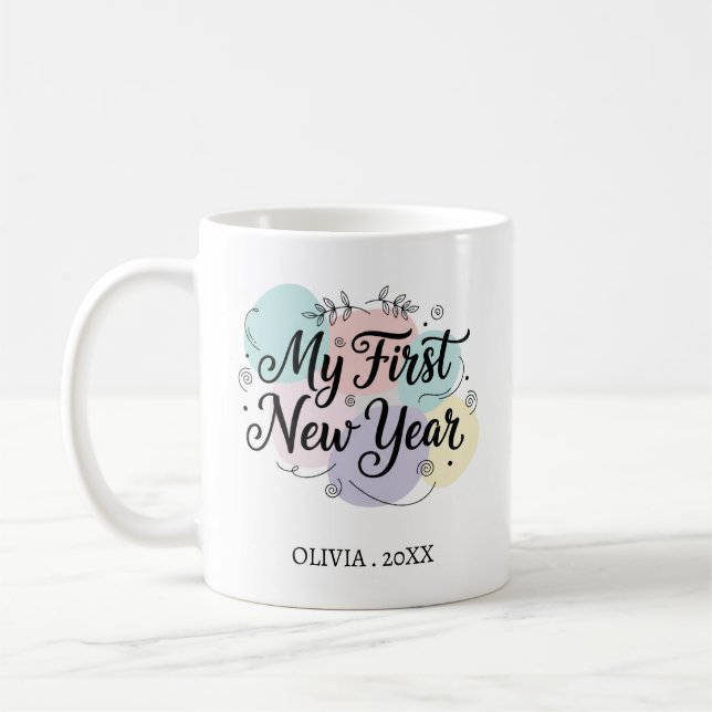 Personalized My First New Year Mug – Custom Name Kaffemugg (Vänster)
