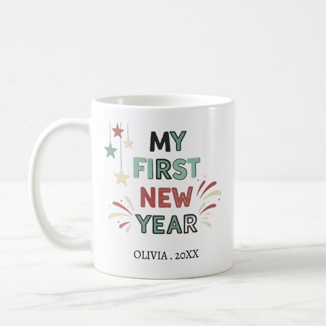 Personalized My First New Year Mug – Custom Name Kaffemugg (Vänster)
