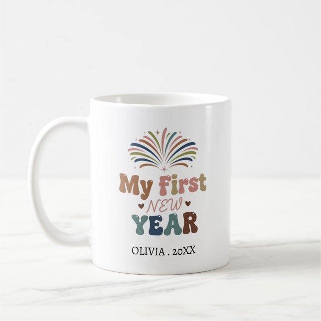 Personalized My First New Year Mug – Custom Name Kaffemugg (Vänster)
