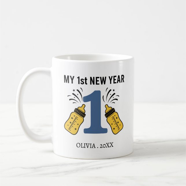 Personalized My First New Year Mug – Custom Name Kaffemugg (Vänster)
