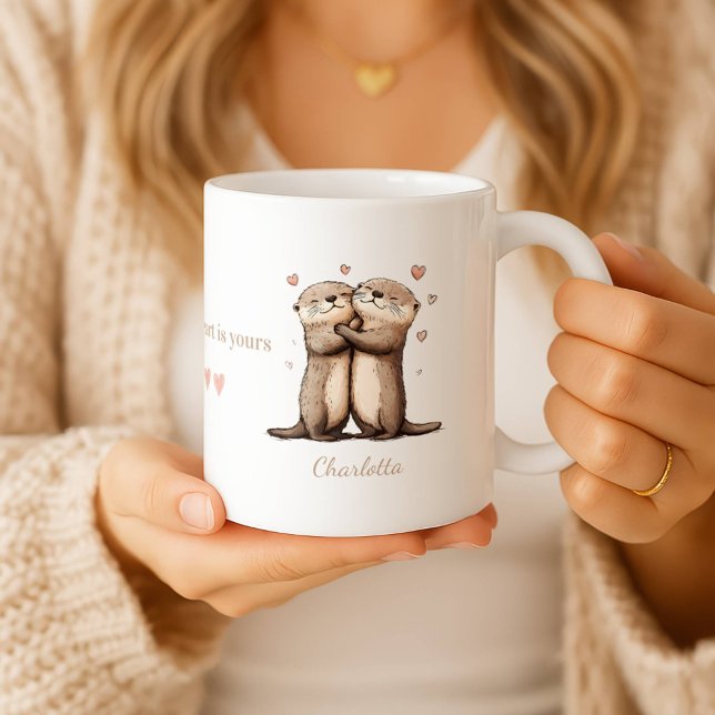 Personalized My Heart Is Yours Otter Mug Kaffemugg (Skapare uppladdad)