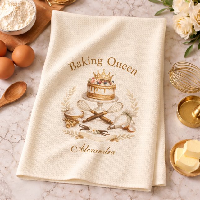 Personalized Name Baking Queen Kökshandduk (Skapare uppladdad)