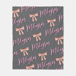 Personalized name blanket with bow, gift for girls fleecefilt