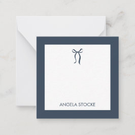 Personalized Name Blue Bow Anteckningskort