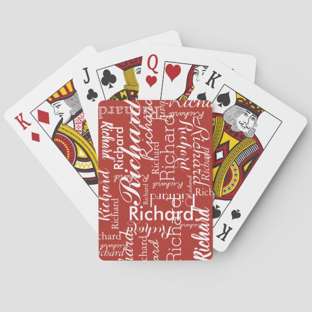 Personalized name brick-red casinokort (Baksidan)