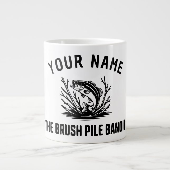 Personalized Name Brush Bass Hunter Jumbo Mugg (Framsidan)