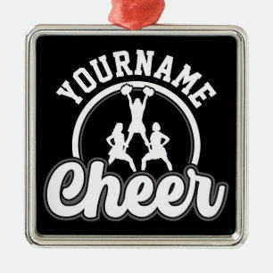 Personalized NAME Cheer Team Varsity Cheerleader Julgransprydnad Metall