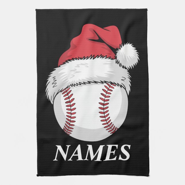 Personalized Name Christmas Baseball Santa Hat Kökshandduk (Vertikal)