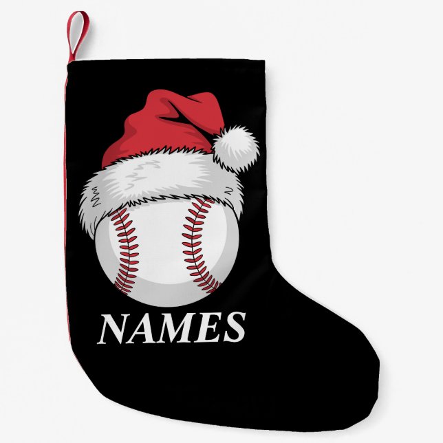 Personalized Name Christmas Baseball Santa Hat Liten Julstrumpa (Framsidan)