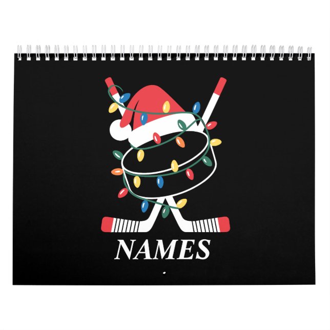 Personalized Name Christmas Hockey Xmas Santa Hat Kalender (Omslag)