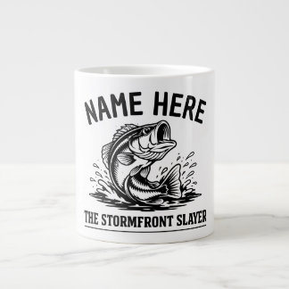 Personalized Name Classic Bass Fishing Storm Jumbo Mugg