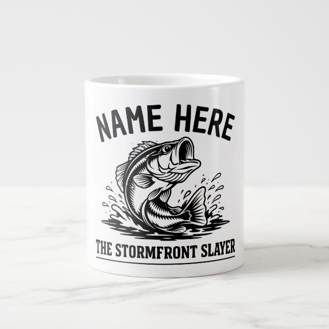 Personalized Name Classic Bass Fishing Storm Jumbo Mugg (Framsidan)