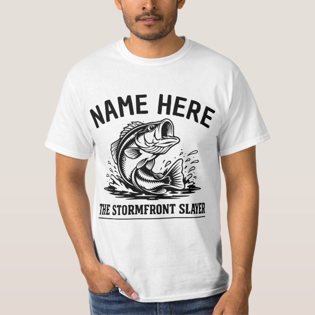 Personalized Name Classic Bass Fishing Storm T Shirt (Framsida)