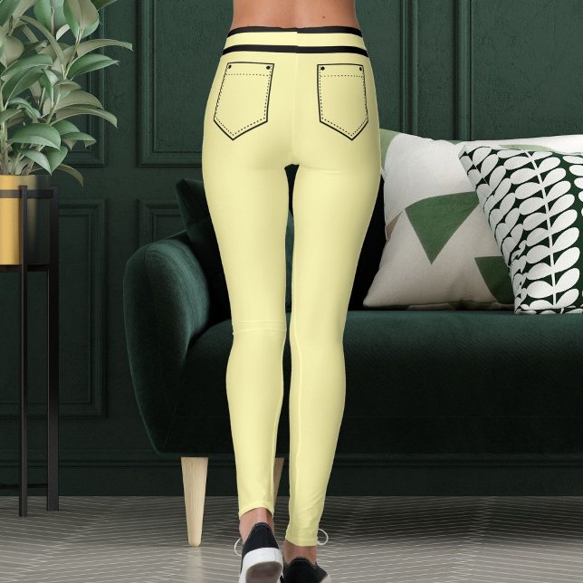 Personalized Name Cream And Black Stripes Fun Gift Leggings (Skapare uppladdad)