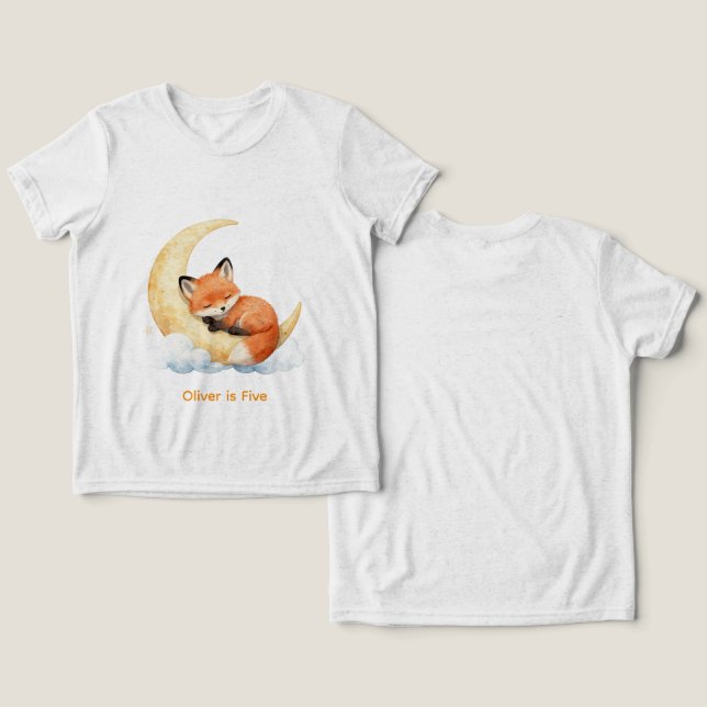 Personalized Name Cute Baby Fox 1st Birthday Toddl T Shirt (Design fram och bak)