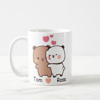Personalized Name Cute Bear Couple Mug Kaffemugg
