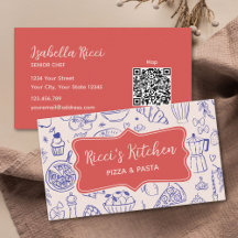 Personalized Name Cute Hand Drawn Food QR Code