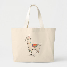 Personalized Name Cute Rainbow Llama Jumbo Tygkasse
