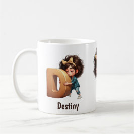 Personalized Name & D Sleepy Morning Plaid Charact Kaffemugg