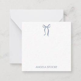 Personalized Name Dusty Blue Bow Anteckningskort