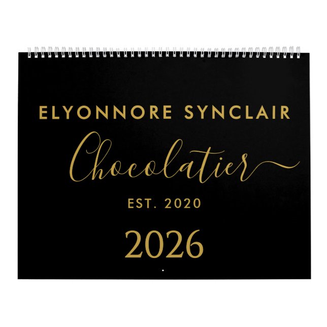Personalized Name Est Date Chocolatier Business Kalender (Omslag)