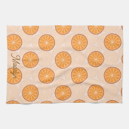 Personalized name fruit orang and brown kökshandduk
