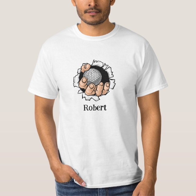 Personalized name Funny golf ball T Shirt (Framsida)