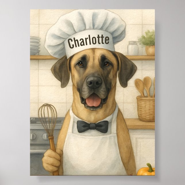 Personalized Name Funny Great Dane Dog Chef Poster (Framsidan)