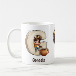 Personalized Name & G Sleepy Morning Plaid Charact Kaffemugg