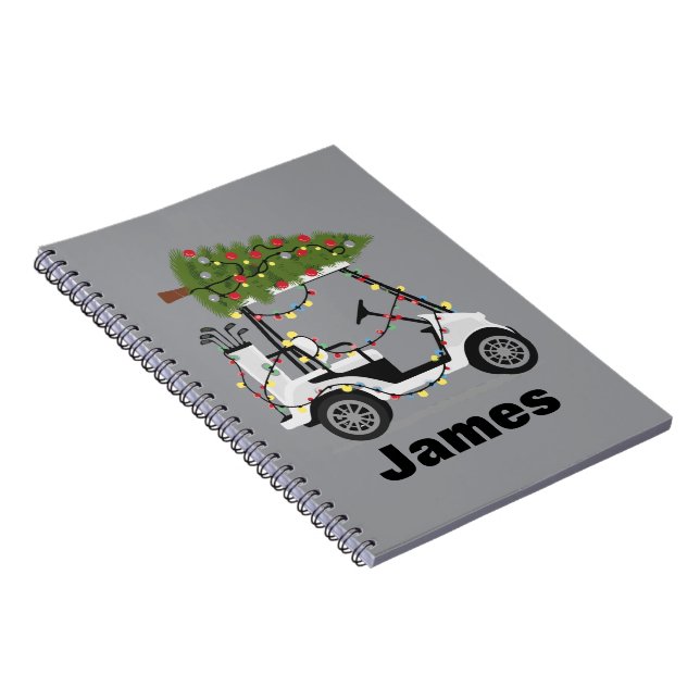 Personalized Name Golfer Christmas Golf Cart Xmas  Anteckningsbok (Högra Sidan)
