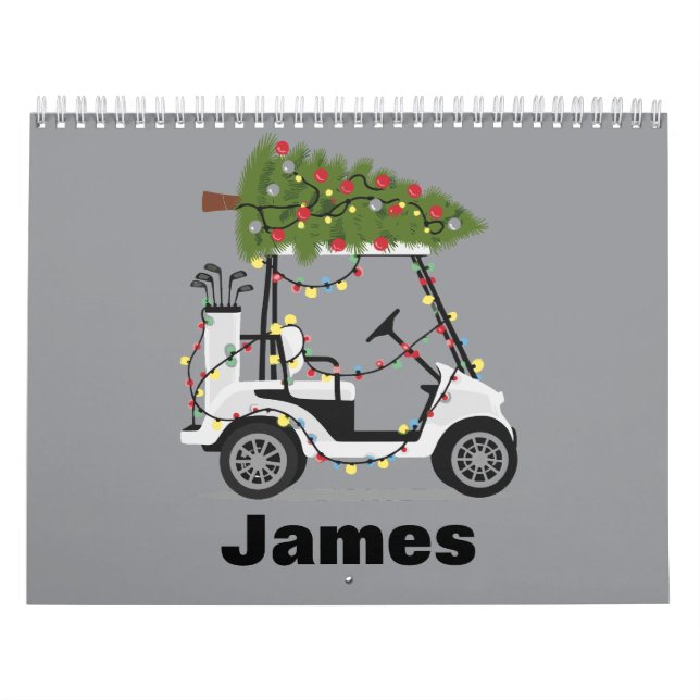 Personalized Name Golfer Christmas Golf Cart Xmas  Kalender (Omslag)
