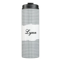 Personalized Name Gray Gingham Pattern